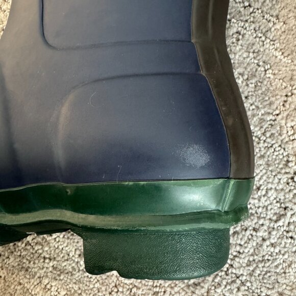 Hunter Tall Rain Boots – Navy w/ Green Soles & Maroon Buckles – Size 7 - Picture 6 of 8
